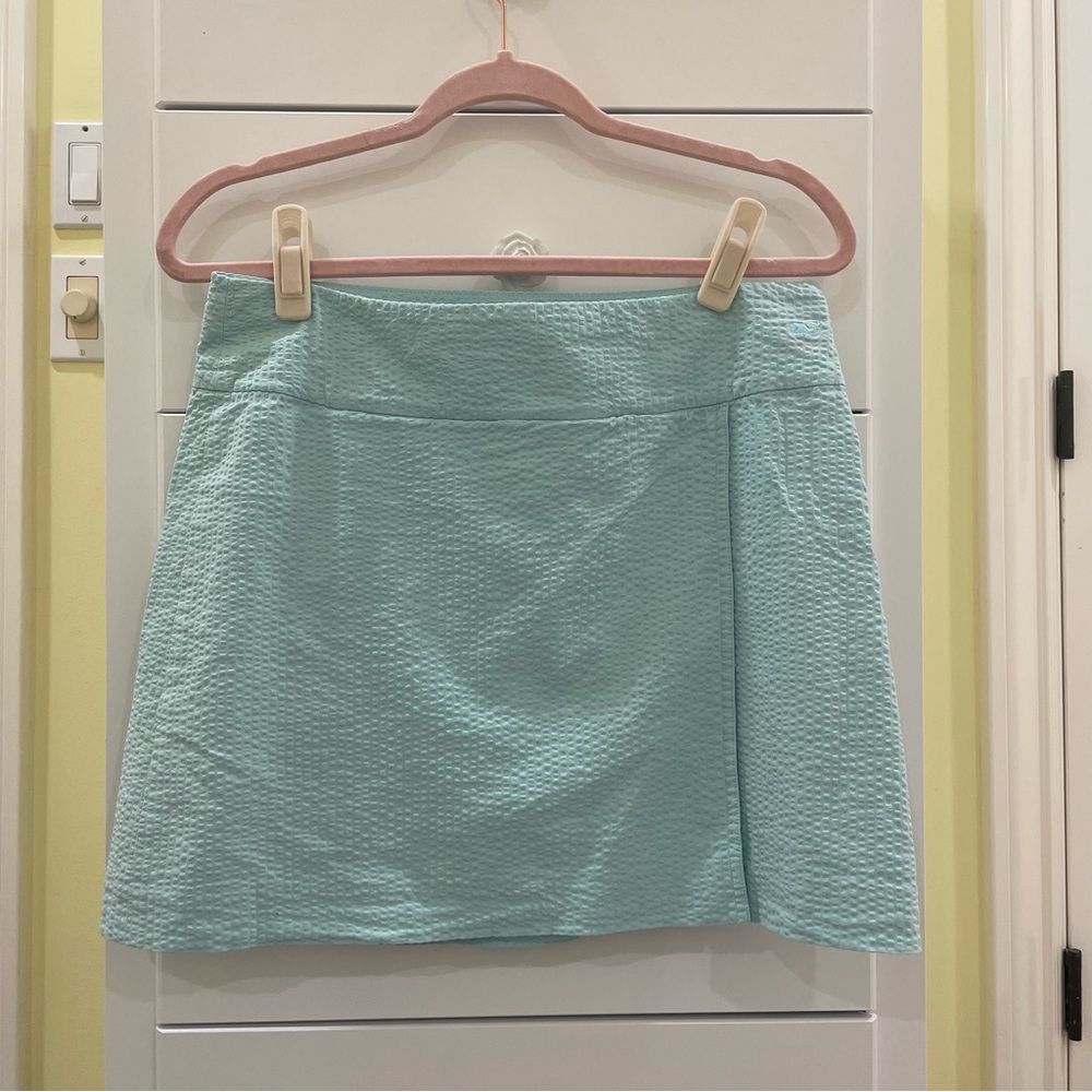 Vineyard Vines Turquoise Seersucker Mini Skirt 6